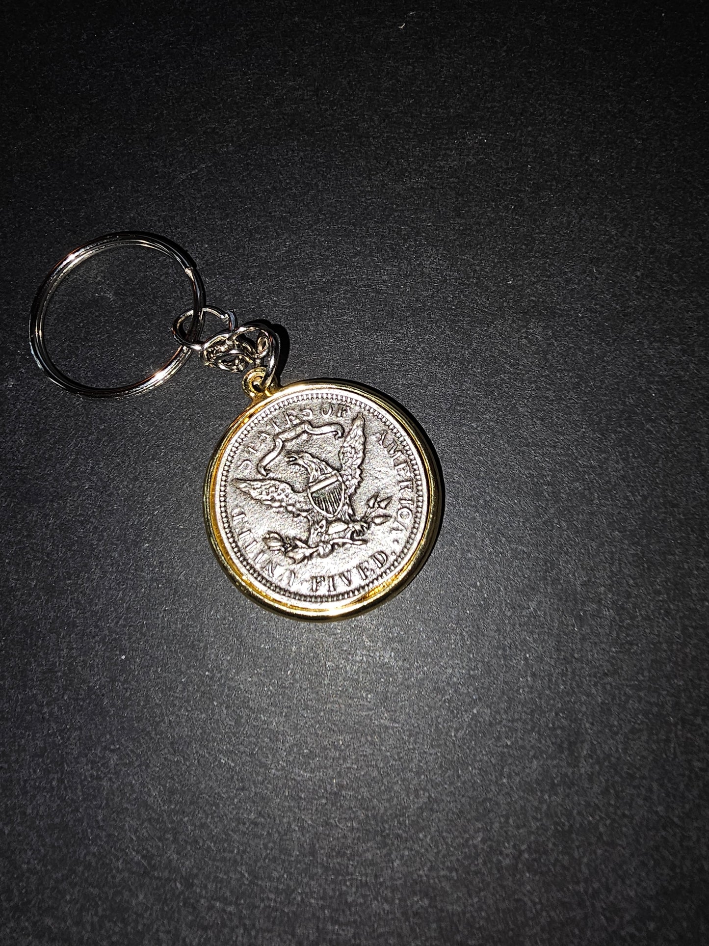 Lady Liberty coin pendant keychain