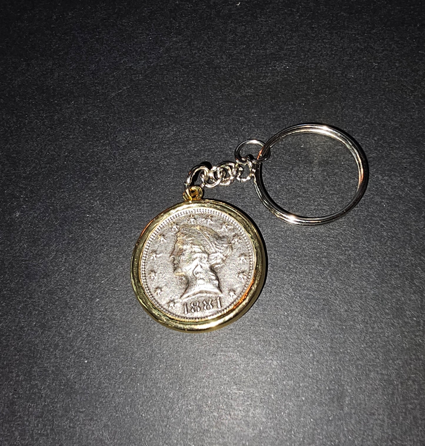 Lady Liberty coin pendant keychain