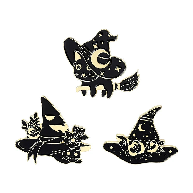 Star Moon Witch Cat Enamel Pin Brooch Lapel Jewelry Gift Wholesale