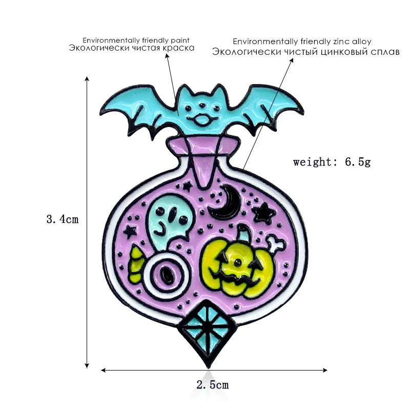 Halloween Pumpkin Ghost Cat Witch Brooch Pin Jewelry Gift