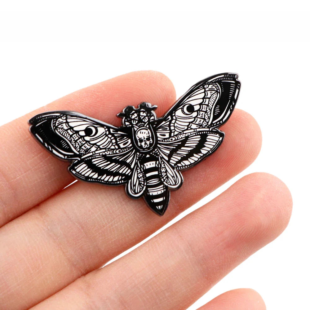 Halloween Skeleton Moth Enamel Pin Lapel Brooch Jewelry Gift