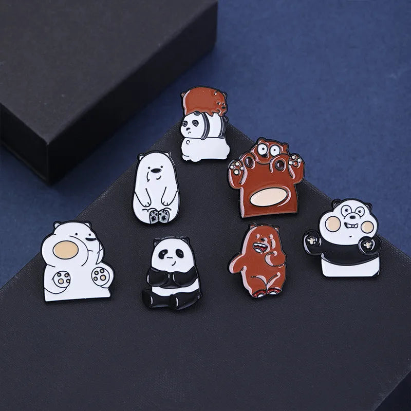 Cartoon Panda Enamel Brooch Pin Cute Animal Lapel Badge Jewelry Gift