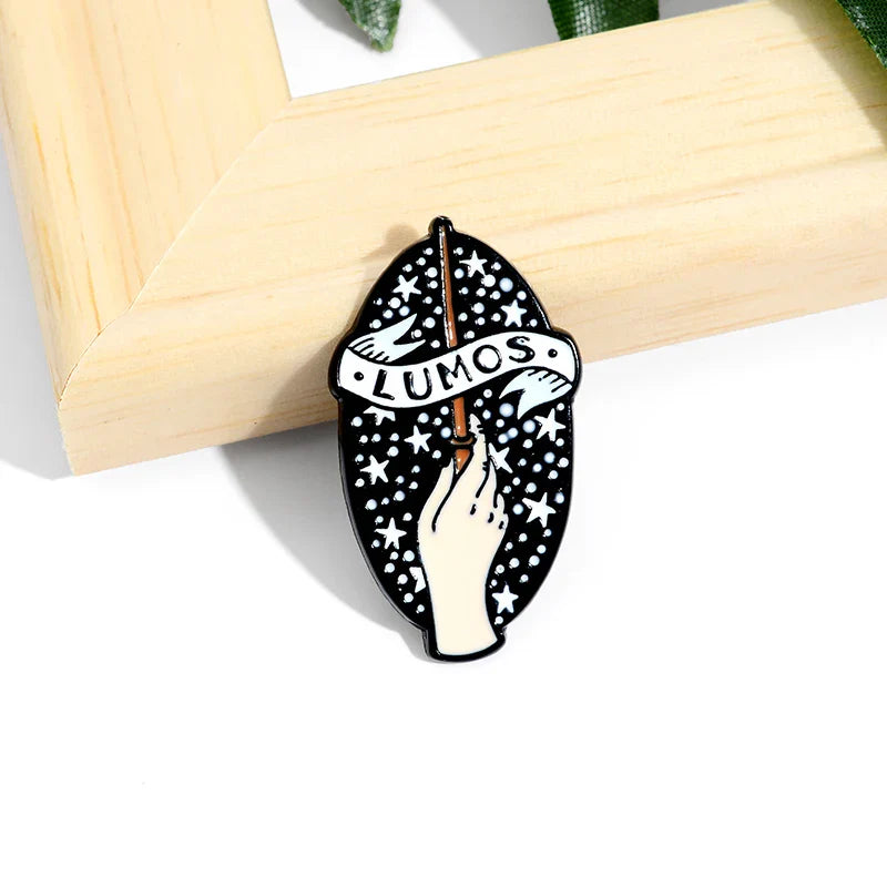 LUMOS Star Magic Wand Enamel Brooch Pin Badge Jewelry Gift