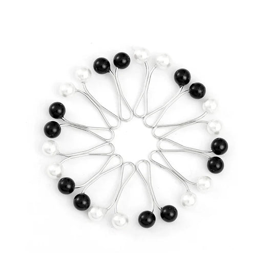 12pcs Anti-Slip Hijab Pins Pearl Brooch Clips for Women