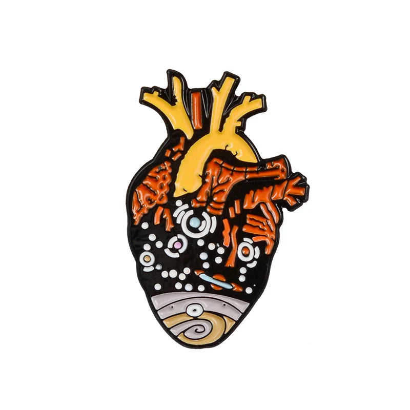 Anatomy Heart Enamel Pin Van Gogh Starry Night Rose Medical Brooch for Doctors Nurses Lapel Badge Gift