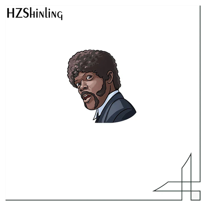 Pulp Fiction Cartoon Acrylic Lapel Pins Resin Epoxy Deco for Clothes Bags Accessories