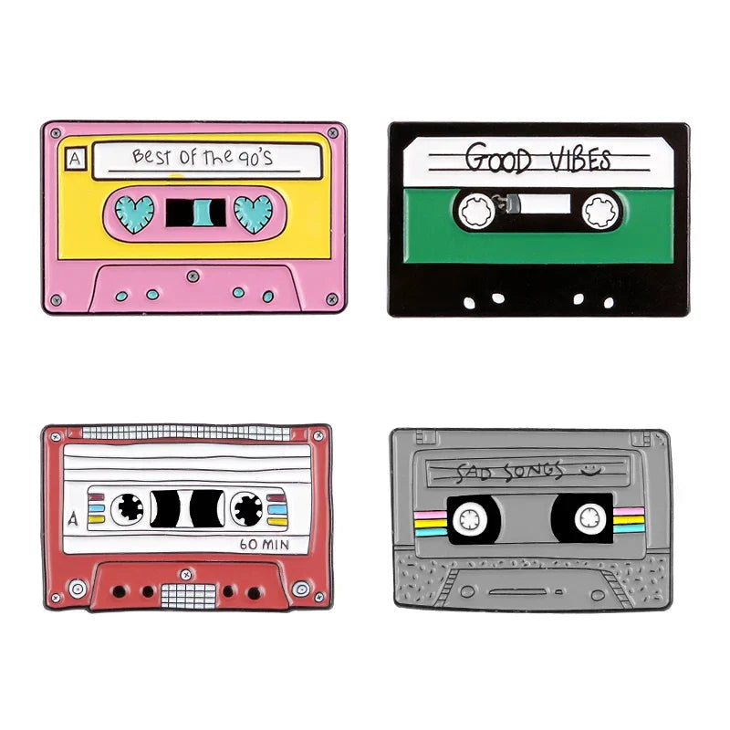 90s Music Tape Enamel Pin Nostalgic Brooch Badge Jewelry Gift