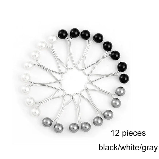 12pcs Pearl Hijab Pins Set - Headscarf Turban Wrap Clips Accessories
