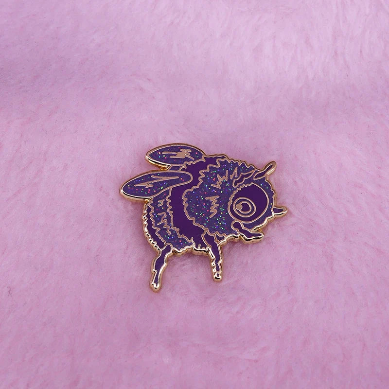 Purple Bee Glitter Lapel Pin Fantasy Insect Collection