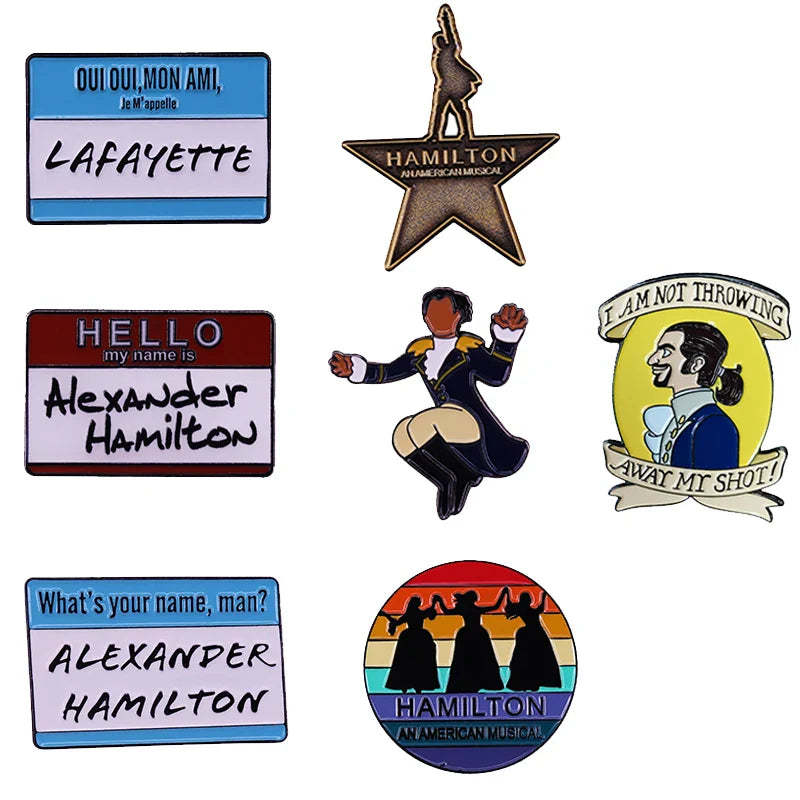 Hamilton Enamel Pins Collection: Alexander, Lafayette, Schuyler Sisters