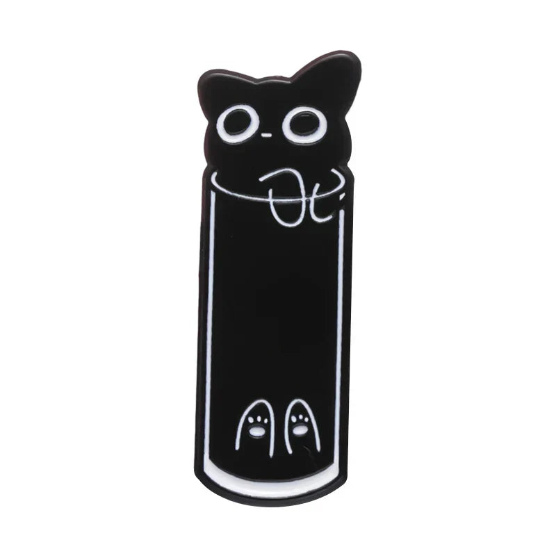 Cute Cat Enamel Pins Black Kitten Terrarium Brooches Lapel Badges Cartoon Animal Jewelry Gift