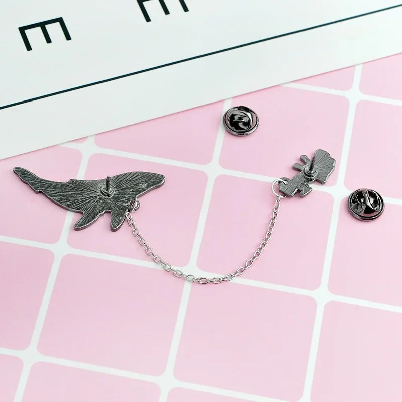 Astronaut Whale Enamel Brooch Pin Badge Jewelry Gift