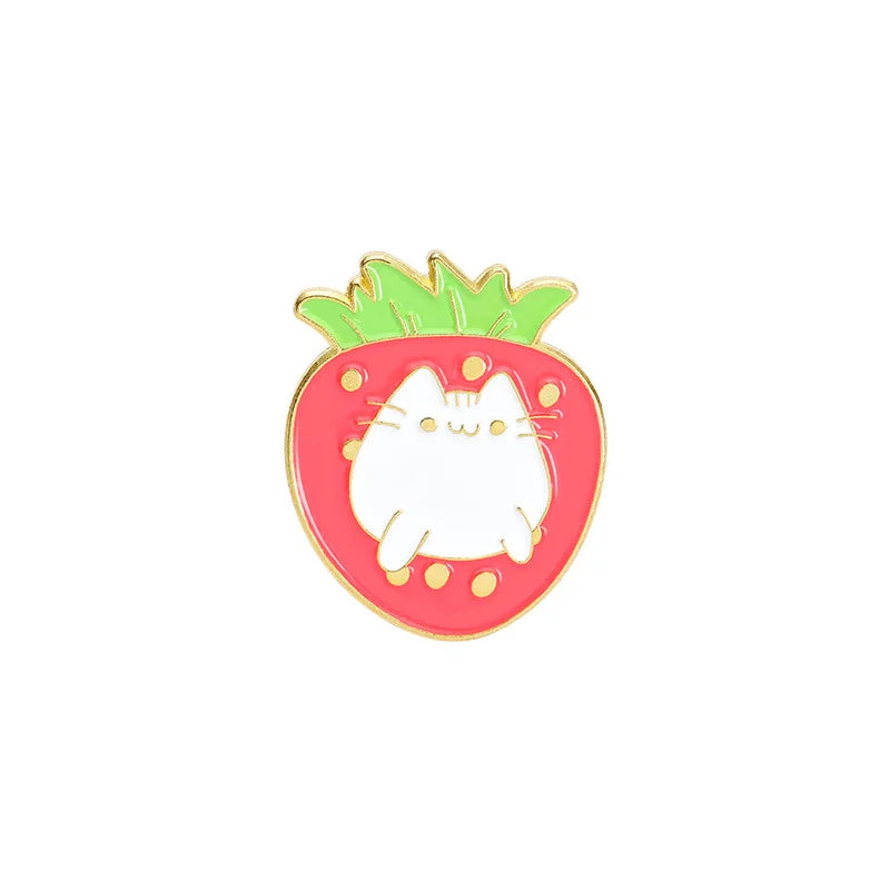 Strawberry Enamel Pins Ice Cream Cat Coffee Planet Wizard Glasses Magic Book Brooch Badge Jewelry