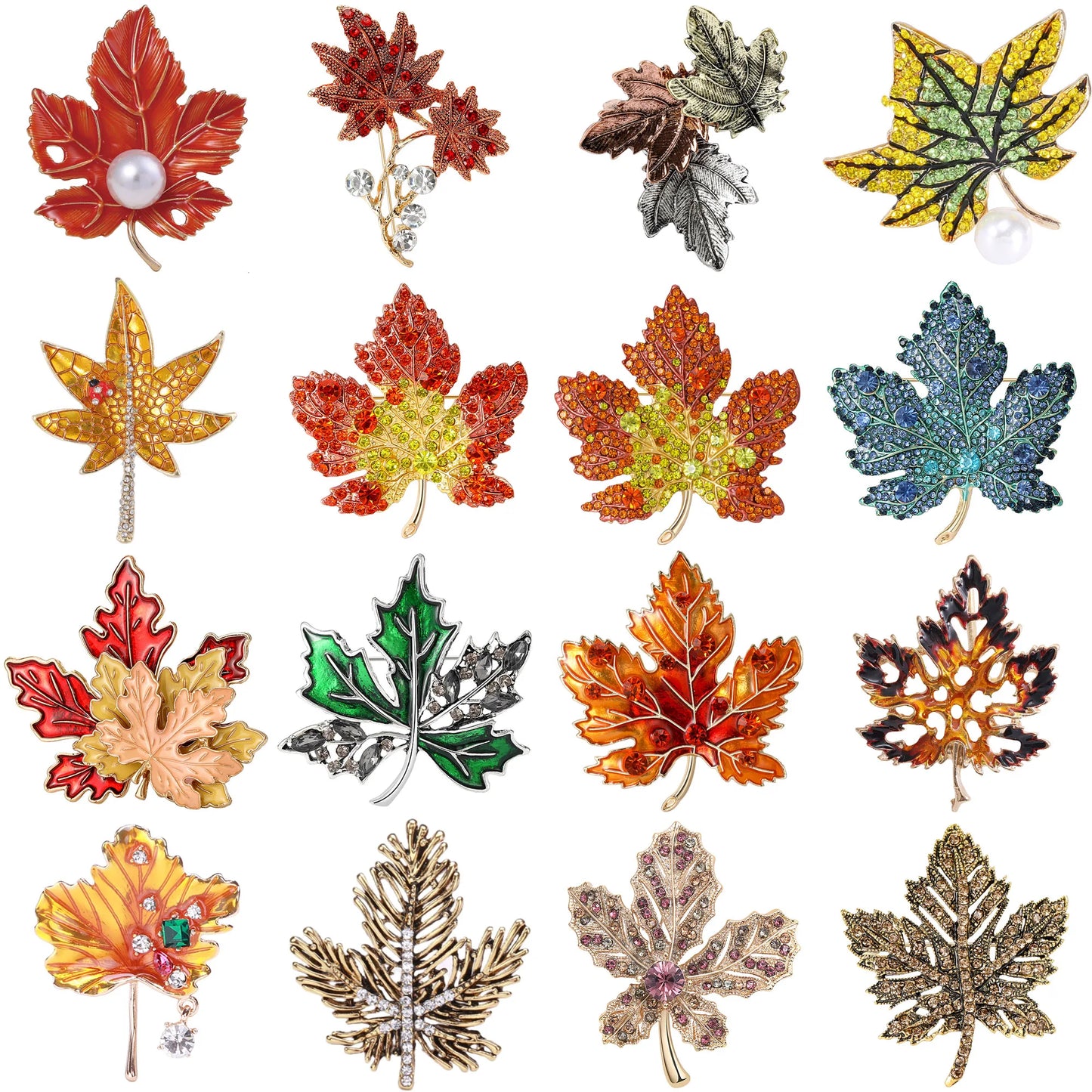 Rhinestone Maple Leaf Brooches for Women Jewelry Accessories