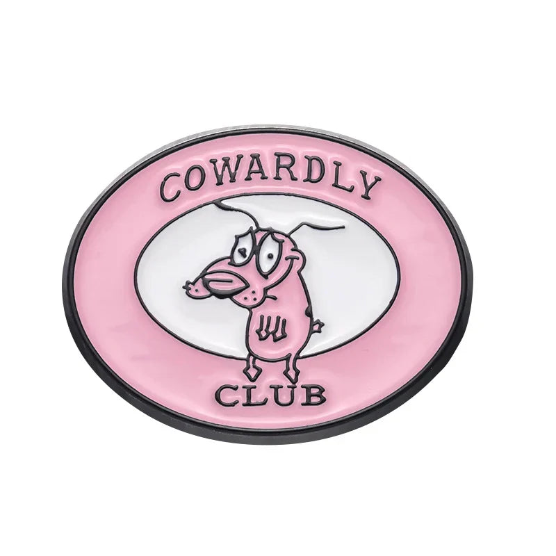 Courage Cowardly Dog Enamel Pin Cute Pink Brooch Lapel Badge Jewelry Gift