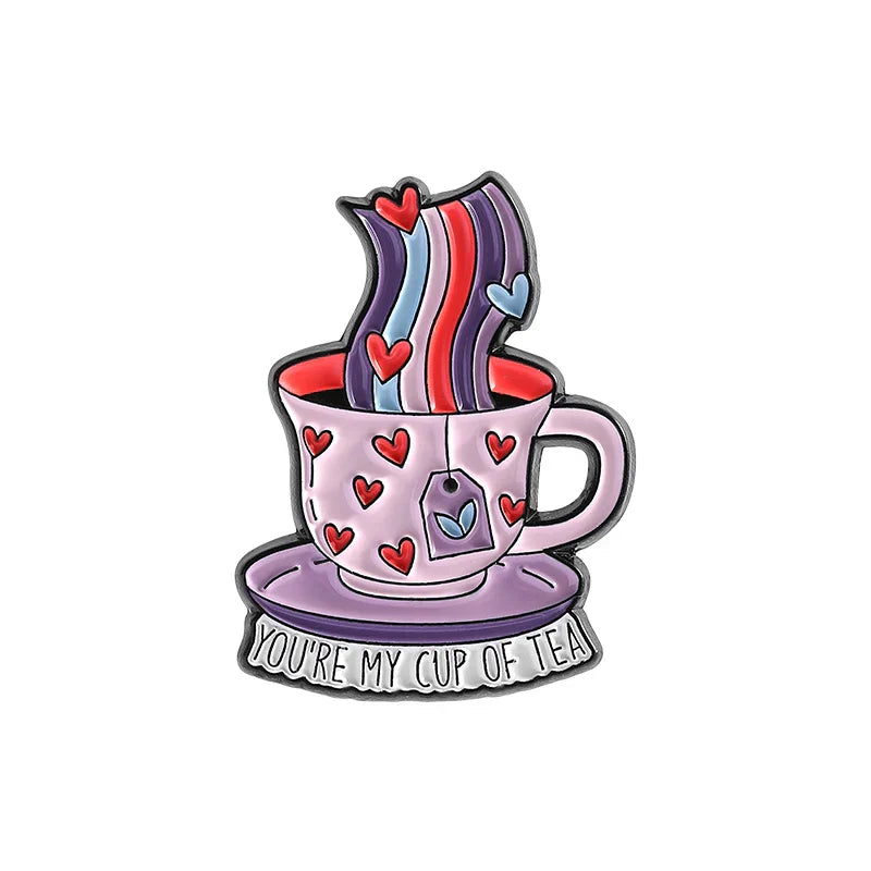 Creative Equali-Tea Enamel Pins Rainbow Positivitea Funny Pun Brooch Jewelry Gifts
