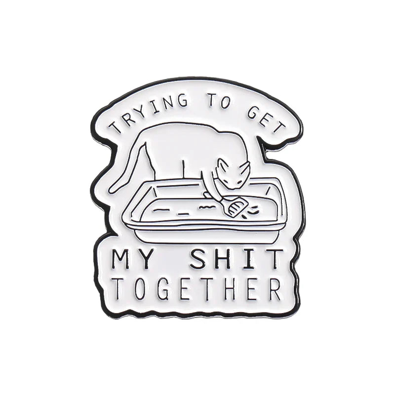 Funny Cat Litter Box Enamel Pin Brooch Lapel Badge Gift