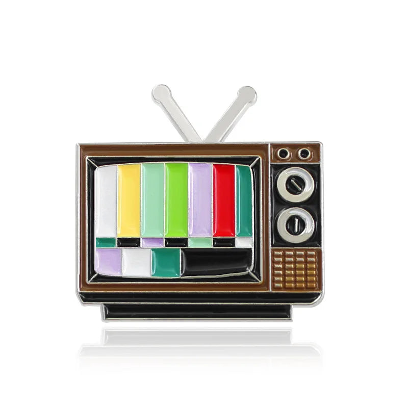 No Signal TV Pin Brooches: Hard Enamel Lapel Pins for Backpacks, Jackets, Bags