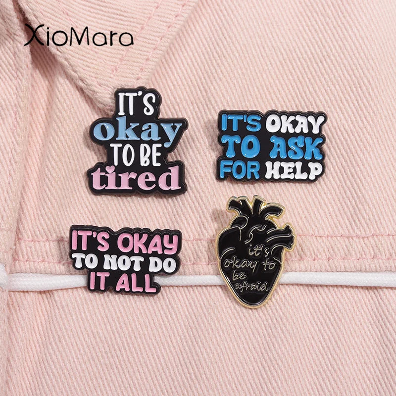 It's Okay To Be Afraid Enamel Pin - Ask For Help Brooch Lapel Badge Jewelry Gift