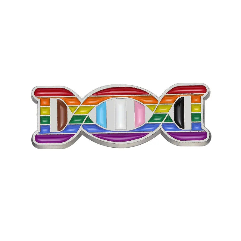 Rainbow DNA LGBT Enamel Pin Pride Flag Brooch Lapel Badge Jewelry Gift