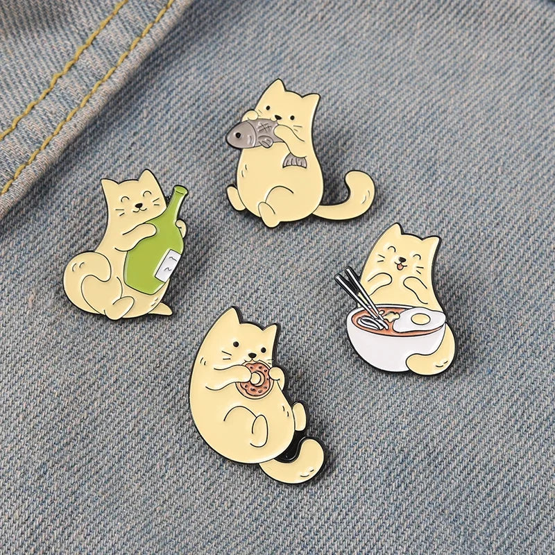 Cute Cat Enamel Pin Brooches for Backpacks, Clothes, Lapels - Wholesale Jewelry Gift