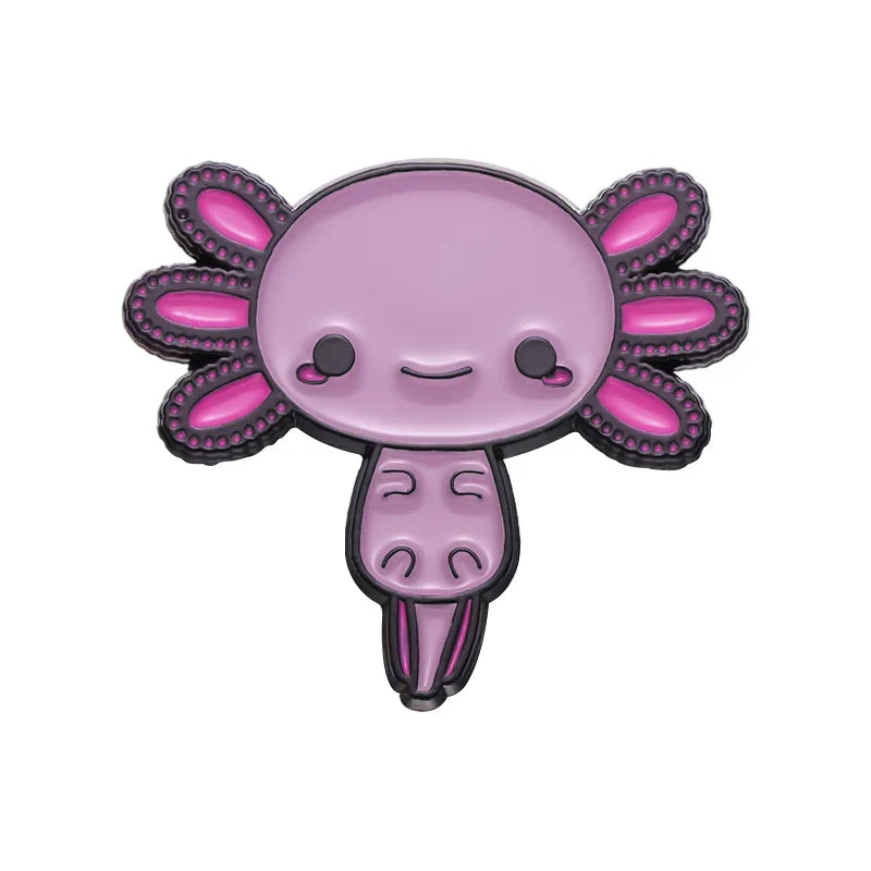 Axolotl Enamel Pin Pink Salamander Brooch Lapel Badge Cartoon Animal Jewelry Gift