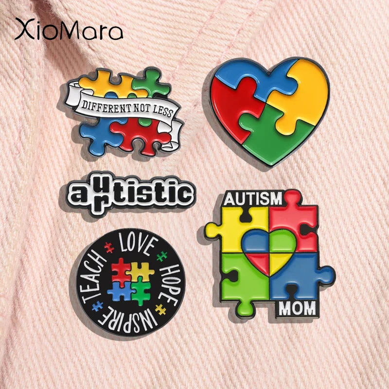 Autism Awareness Rainbow Puzzle Enamel Pins Lapel Badge Jewelry Gift