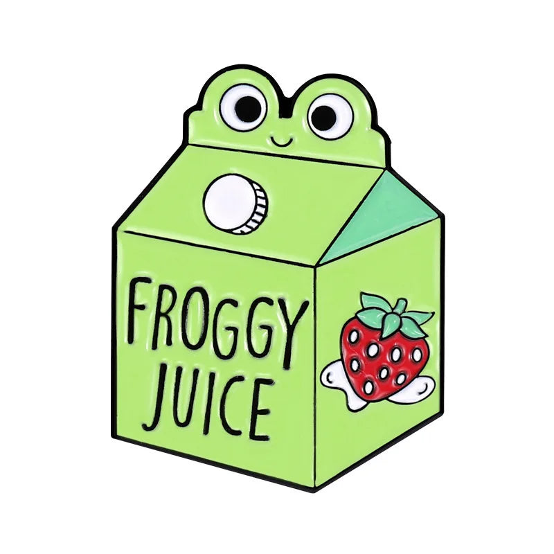 Cartoon Drink Box Enamel Pins Silly Goose Juice Vamp Insect Metal Brooch Lapel Badge Funny Jewelry Gifts