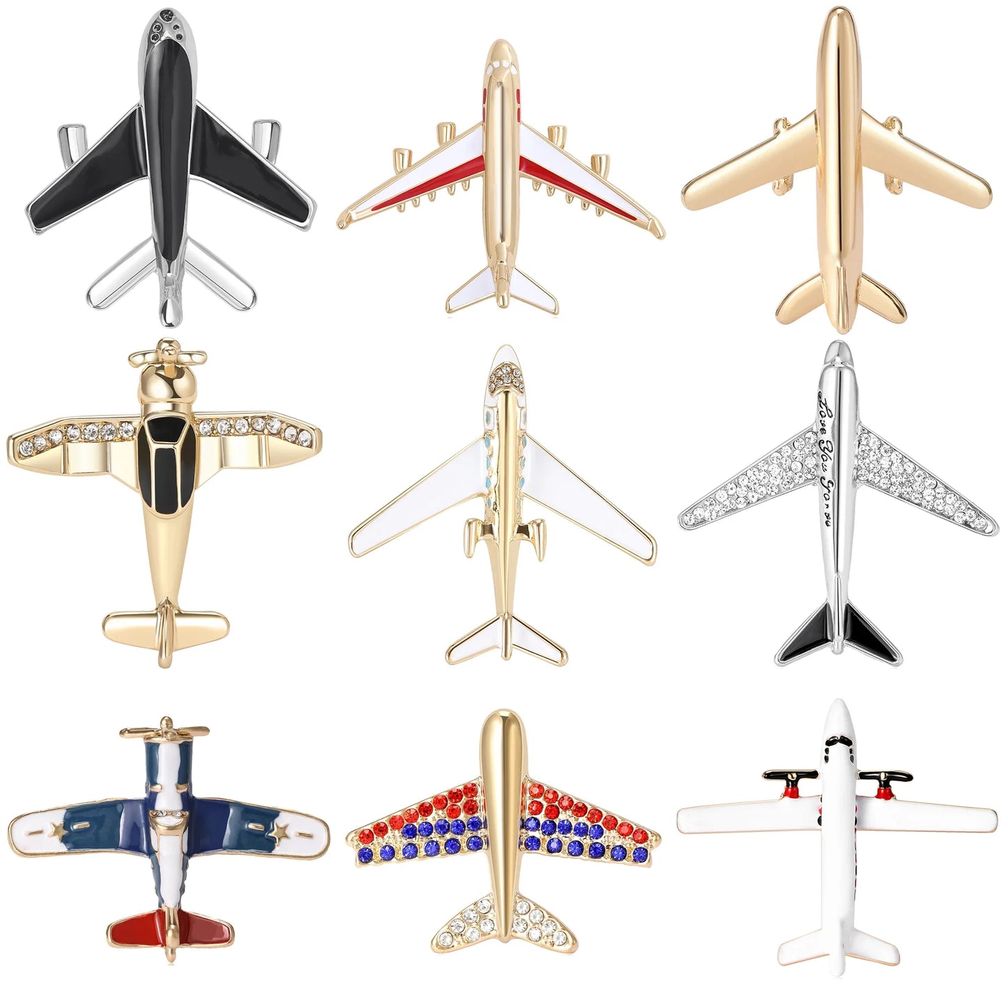 Enamel Rhinestone Aircraft Brooch Pin Jewelry Accessories