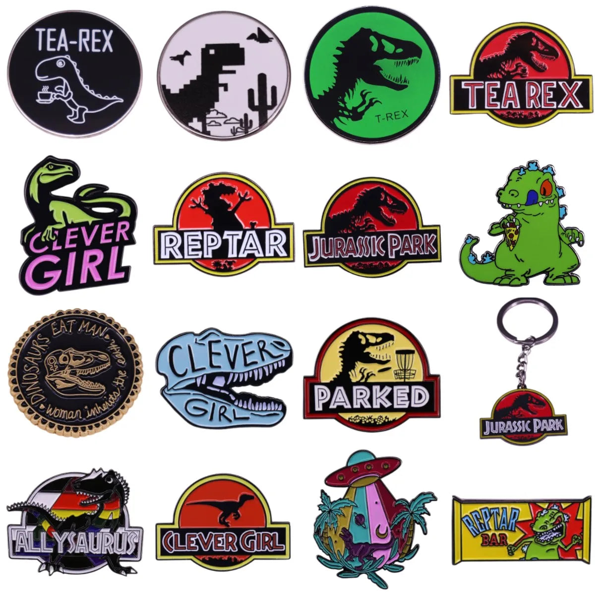 Dinosaur Enamel Pin: T-Rex Velociraptor Brooch Gift