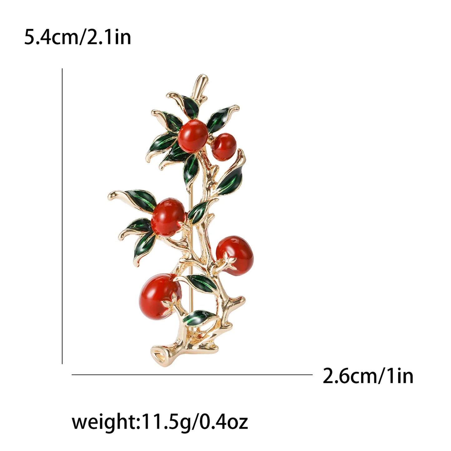 Rhinestone Pomegranate Brooch Enamel Fruit Pin Jewelry Accessories