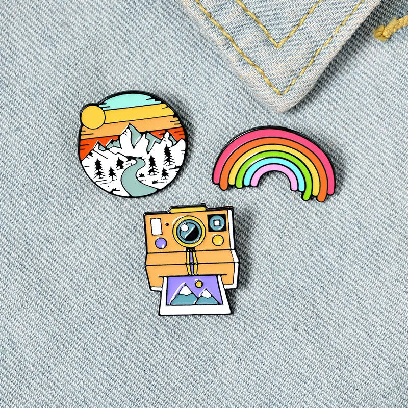 Rainbow Sunset Enamel Pin Jewelry Gift Lapel Badge for Women Men
