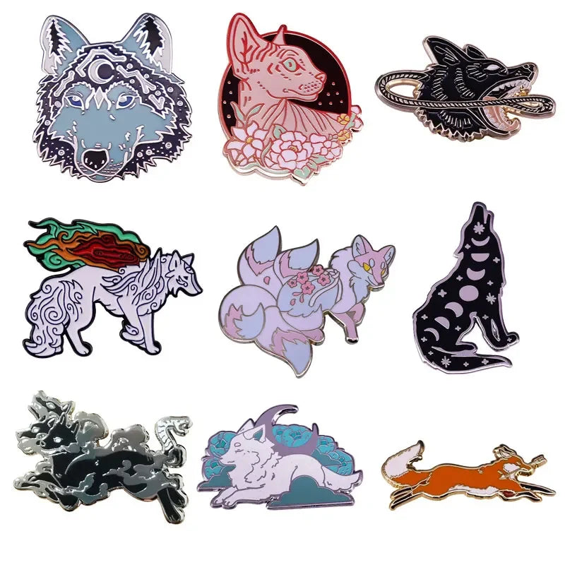 Wolf Fox Enamel Pins Lapel Badge Brooch Decoration
