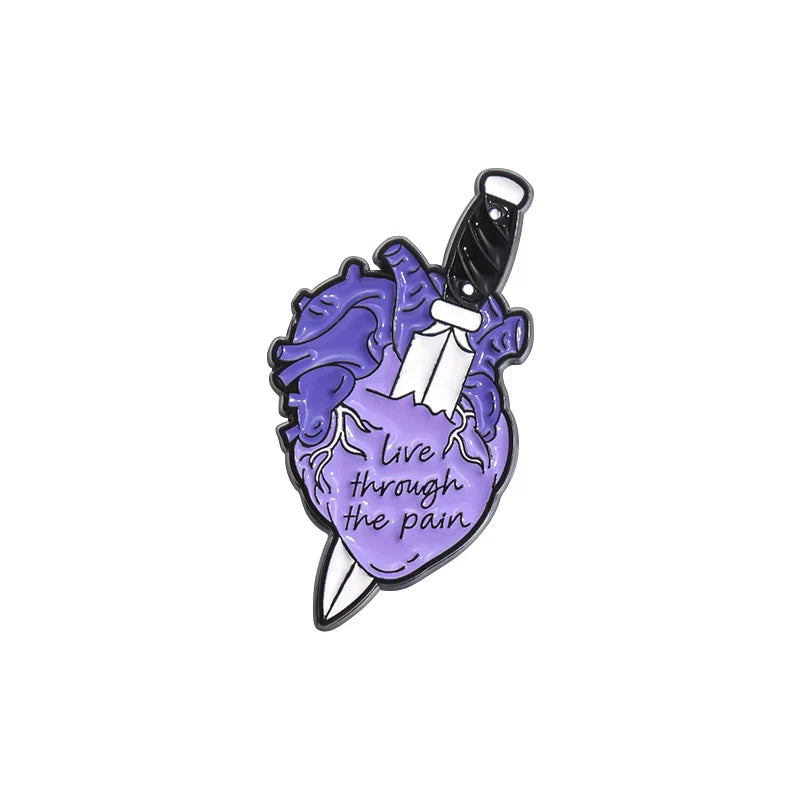 Live Through The Pain Enamel Pin Rot in Hell No Mourners No Funerals Brooch Halloween Jewelry Gift