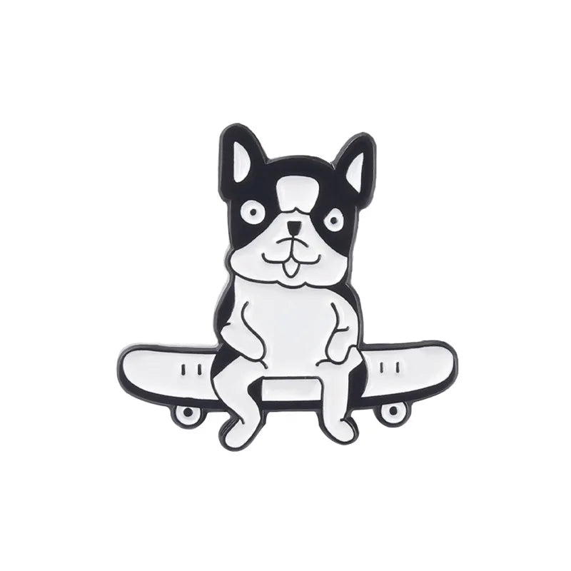 Shar Pei Dog Skiing Enamel Pin Brooch Badge Jewelry Gift