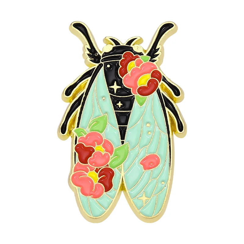 Insect Beetle Moth Scorpion Enamel Pins Ice Cream Cat Coffee Planet Wizard Glasses Magic Book Brooch Badge Punk