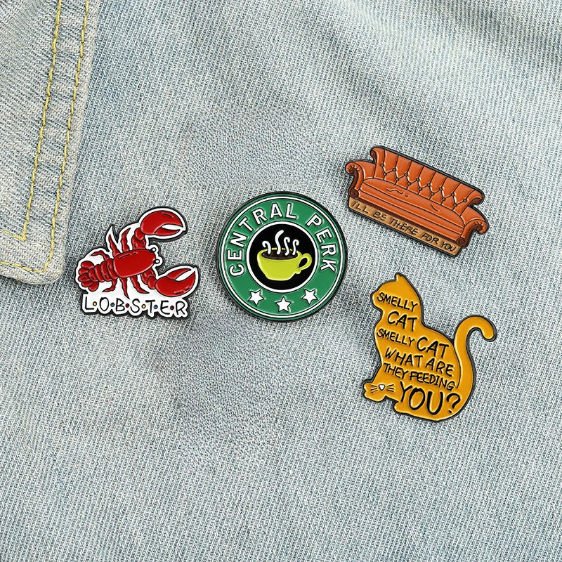 Friends TV Show Cat Sofa Metal Brooch Badge