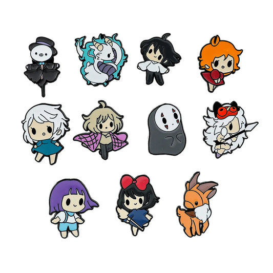 11 Animal Enamel Pins Set: Deer, Scarecrow, Dragon Brooches for Backpack & Clothing