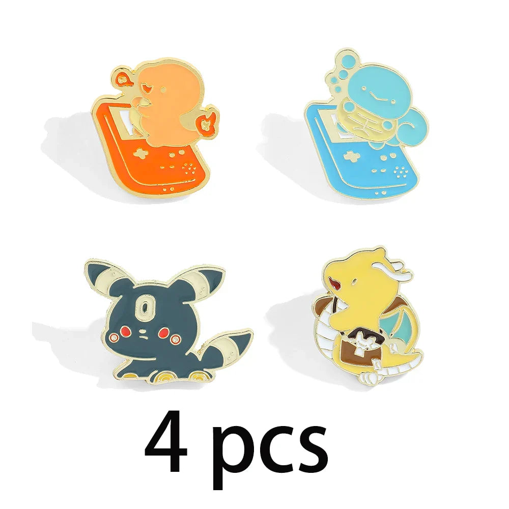 Cartoon Animal Brooch Set Pikachu Bulbasaur Squirtle Enamel Pins