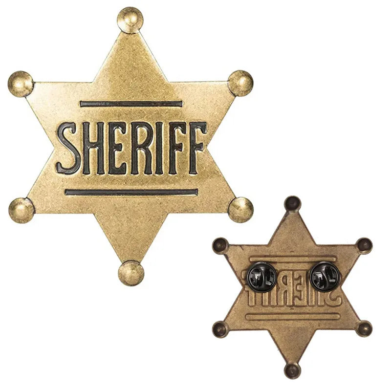 Sheriff Badges Costume Star Western Pin Brooches Halloween Cowboy Party Kids Toy