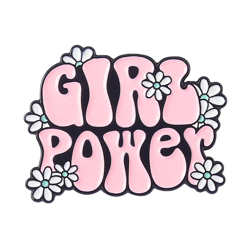 Girl Power Enamel Pin Flower Badge for Clothes Backpacks Jewelry Gifts