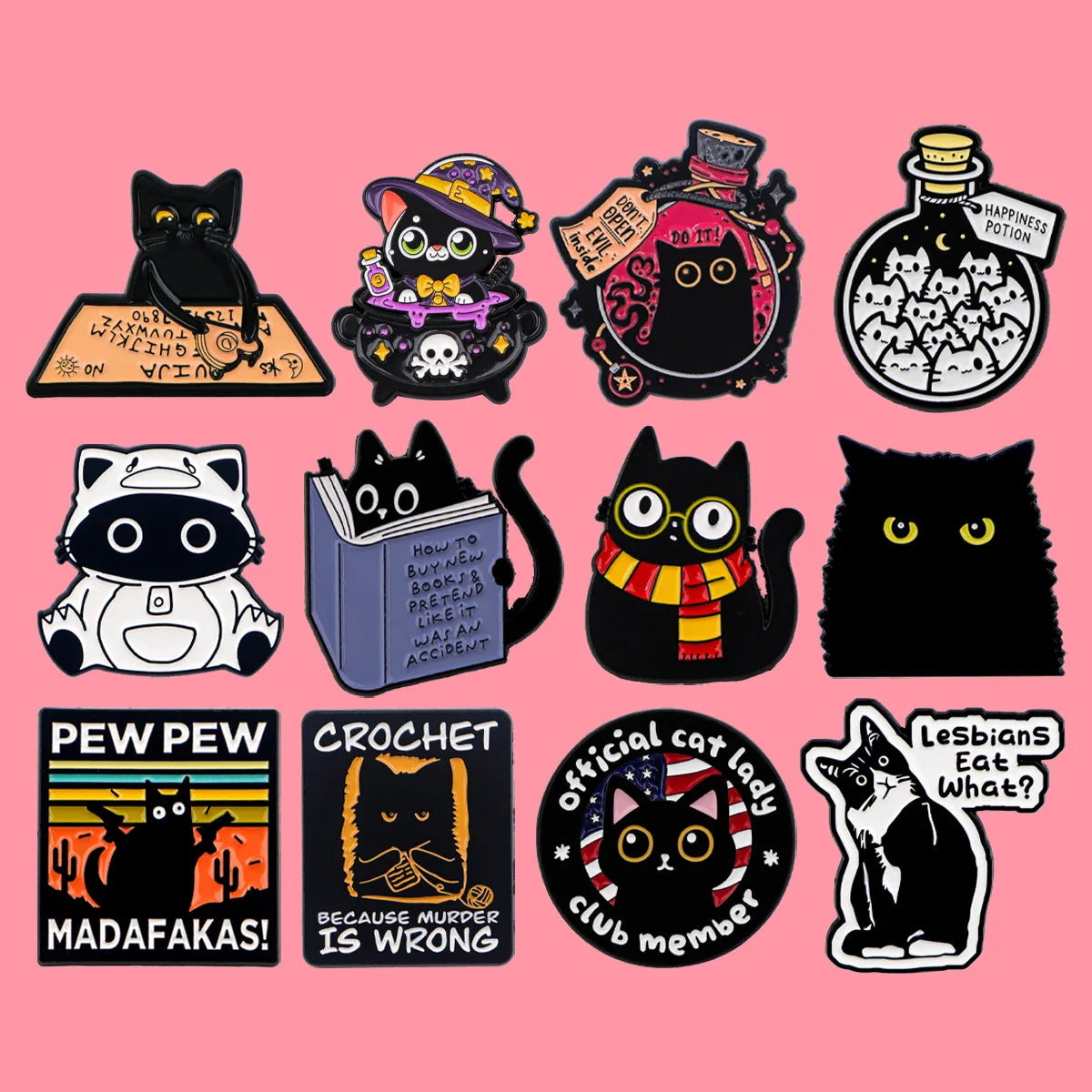 Black Cat Enamel Pins Anime Brooches Jewelry Accessories Gifts