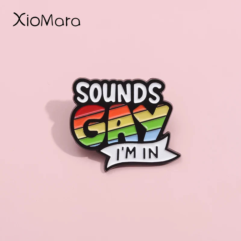 Rainbow Quotations Enamel Pin LGBT Jewelry Gift