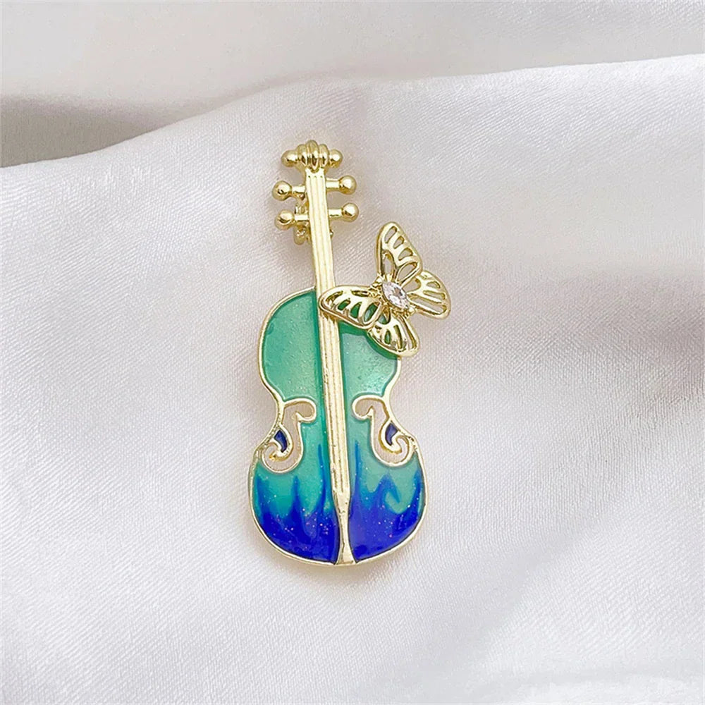 Rhinestone Music Note Wing Brooch Lapel Pin Jewelry Accessories