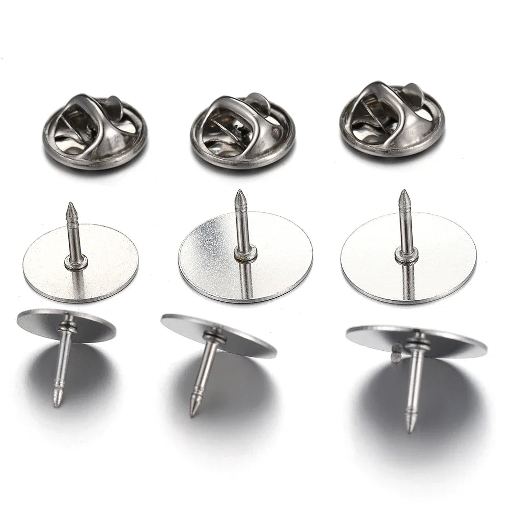 10pcs Stainless Steel Butterfly Tie Tack Backs Brooch Pin Cufflink Settings