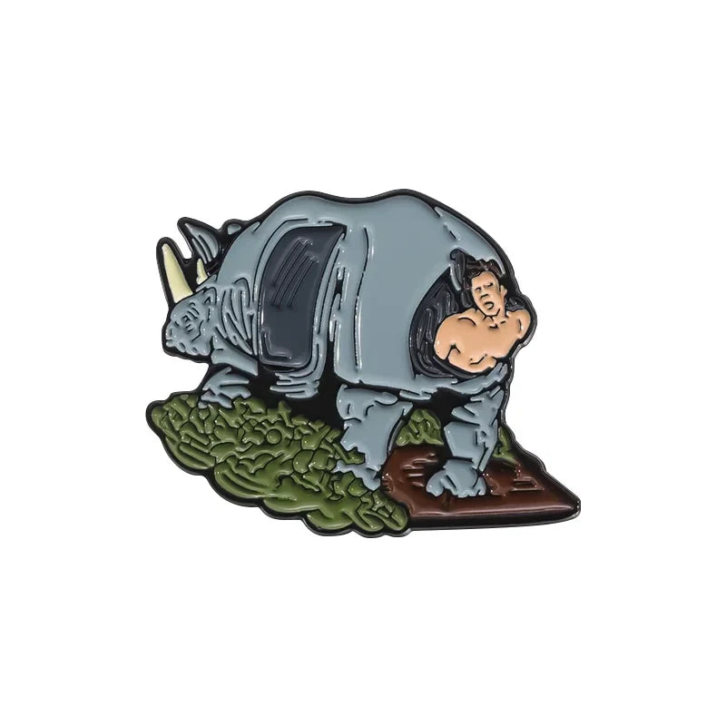 Custom Rhino Enamel Pin Funny Animal Brooch Lapel Badge Punk Decor Gift