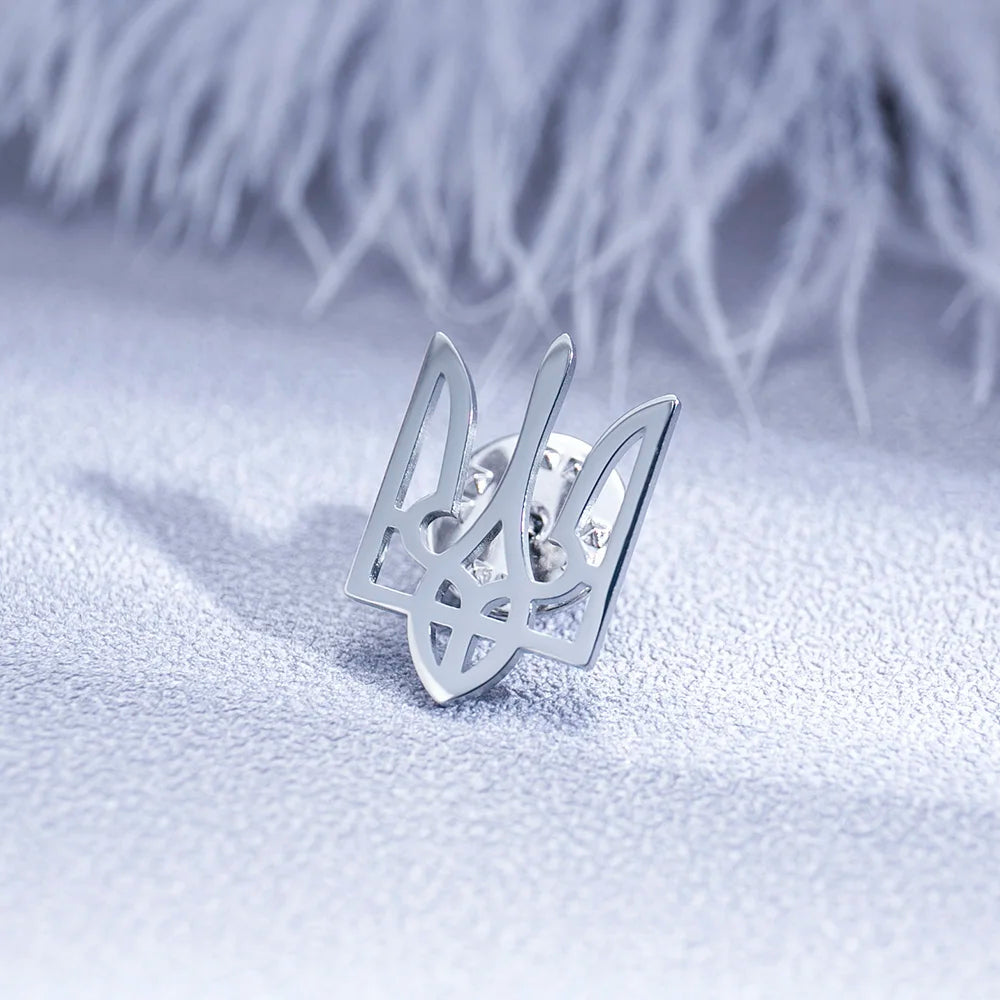 Ukrainian Emblem Brooch Stainless Steel Men's Symbol Pin Jewelry