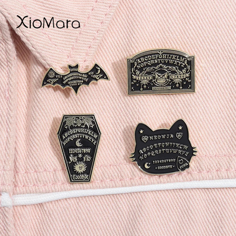 Meowja Ouija Board Cat Enamel Pin Gothic Witch Magic Brooch Lapel Badge Jewelry Gift