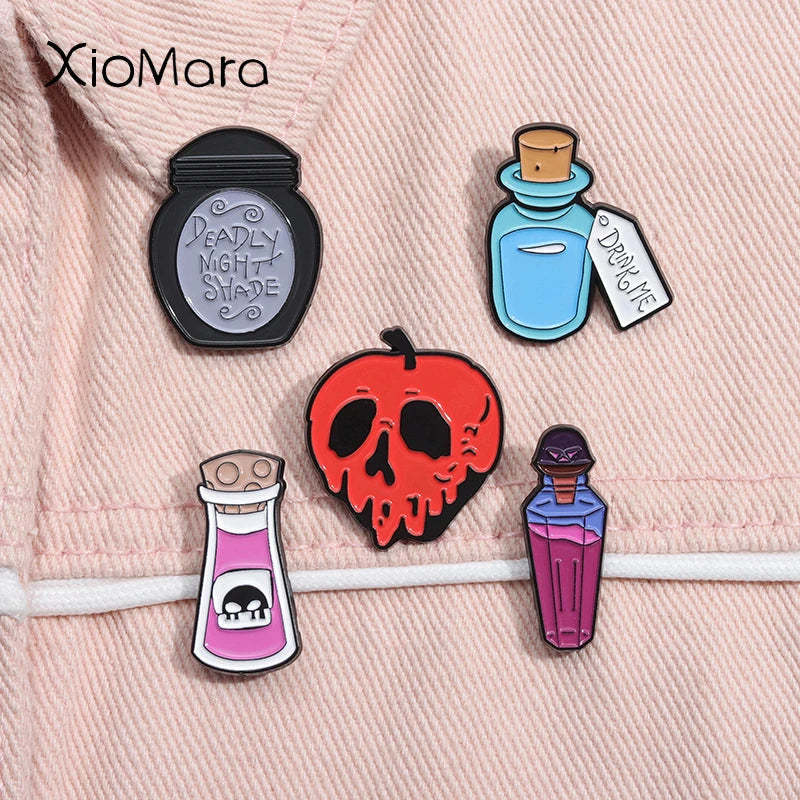 Witch Potion Enamel Pin Deadly Night Shade Apothecary Brooch Lapel Badge Anime Aesthetic Jewelry Gift