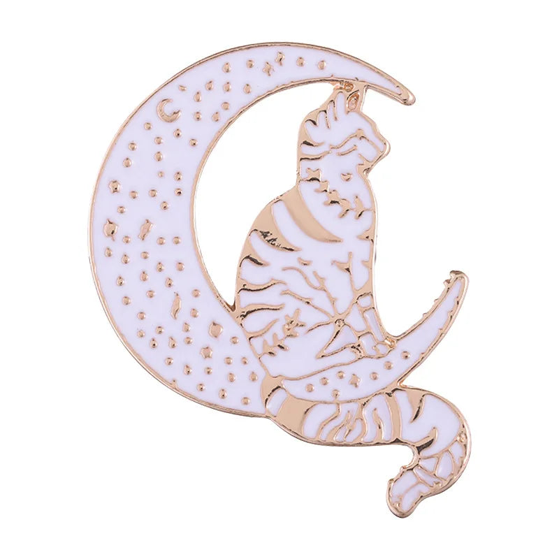 Cat Enamel Pin Ice Cream Coffee Planet Wizard Glasses Magic Book Brooch Badge Jewelry